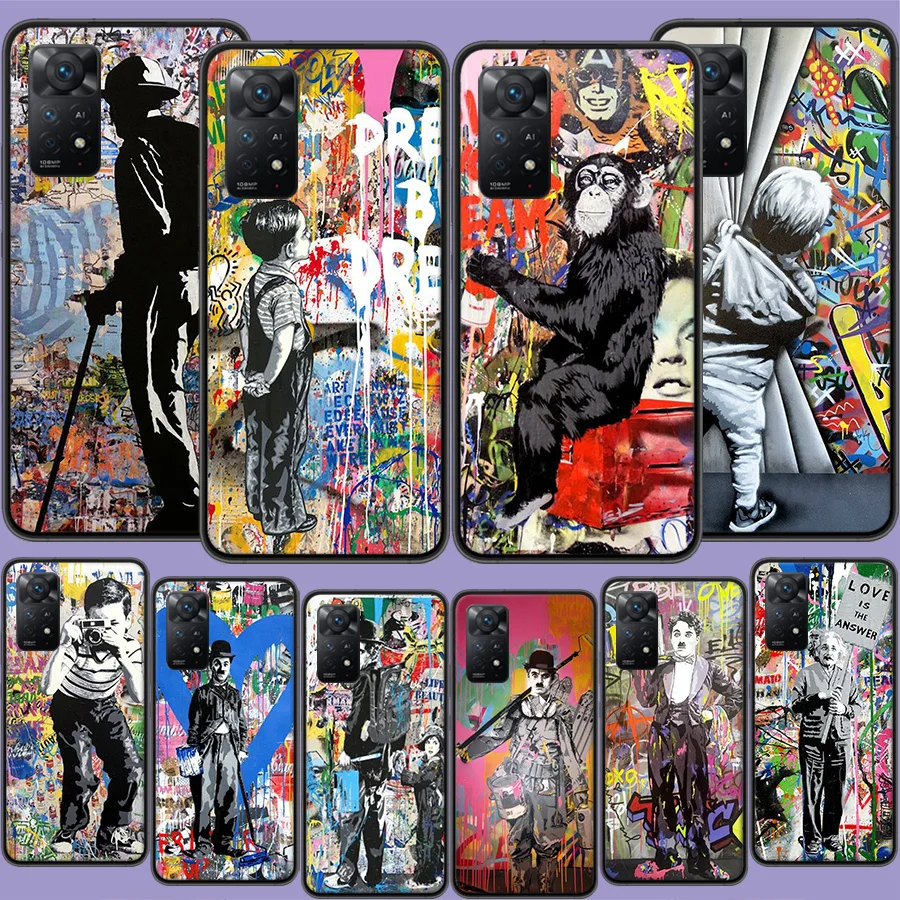 Custodia Per Telefono Astratta Banksy Graffiti Art Per Xiaomi Redmi Note 12 Pro Plus 5G 12S 11 11E 11T Pro 10 9 8 7 11S 10S 4G 9T 8T 9S Cap