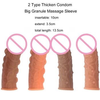 3 Tpyes Big Granule Condoms Thicken Penis Extender Sleeve Erotic Toys Sex Products Penis Extension Delay Ejaculation Sex Shop 2
