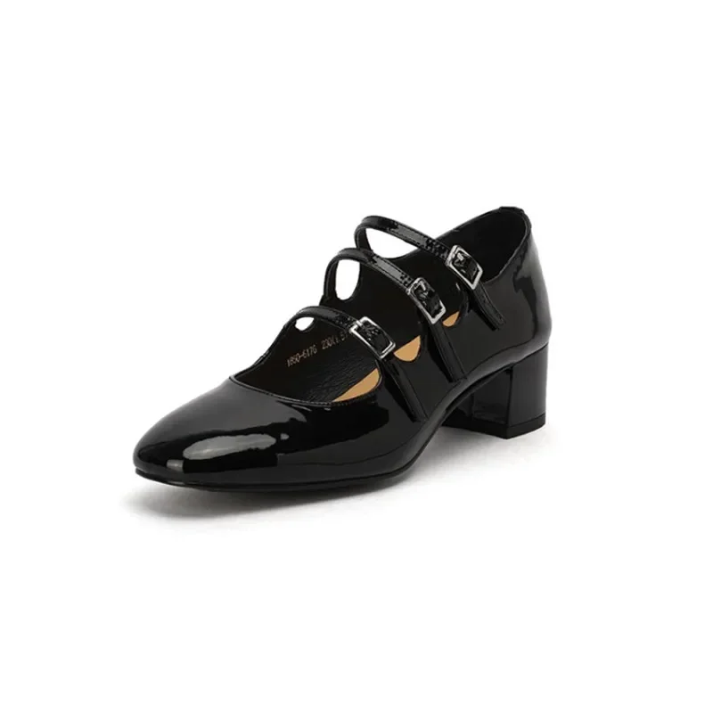 UniqueStride Womens Platform Pumps Chunky High Heel Ankle Buckle Strap Round Toe Mary Janes Shoes (Black,US Size 4) | Shoes