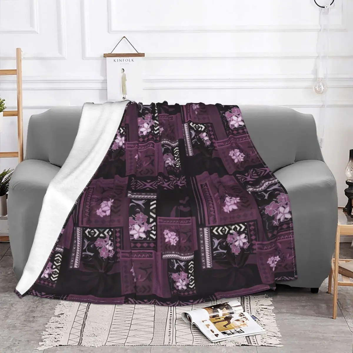 

Polynesian Blanket Anti Pilling Fleece Autumn/Winter Tribal Multi-function Warm Throw Blanket for Bedding Office Bedspread