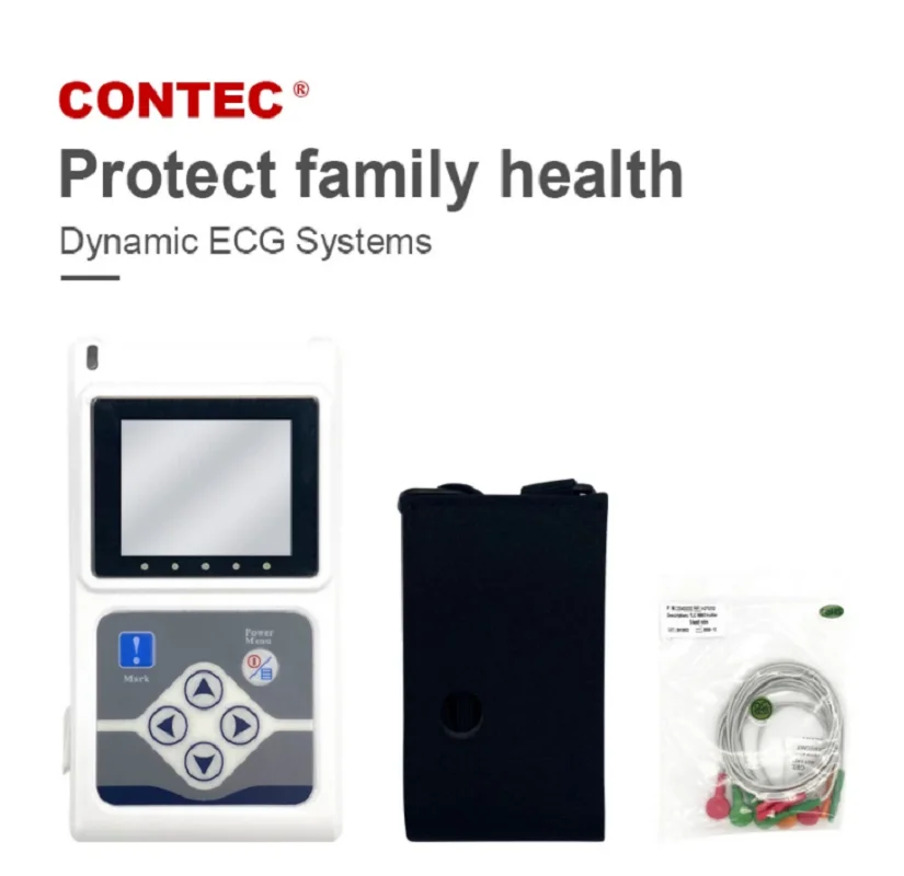 CONTEC 12 каналов пульсометр TLC5000 24 часа Holter портативное устройство ЭКГ с ЖК-дисплеем