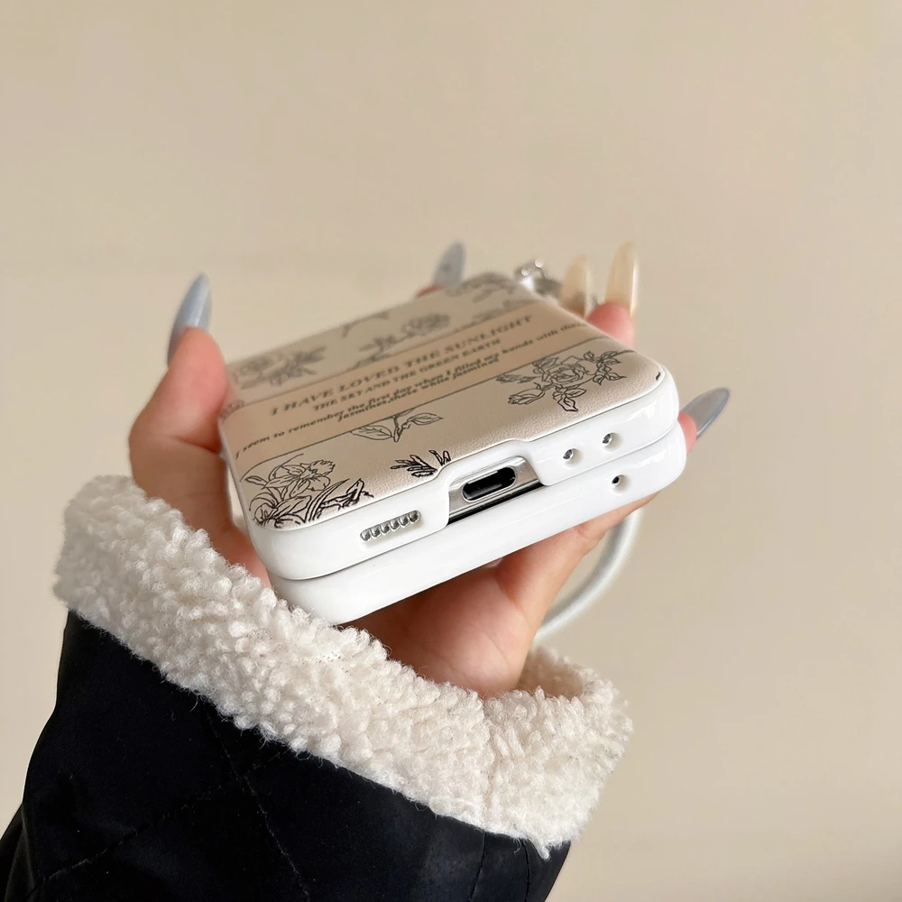 لسامسونج غالاكسي Z فليب 5 روز زهرة حالة للطي جراب...