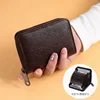 Multi Slot Card Holder Vintage Small Wallet Women Men Business Bank Credit Card Bag Male Coin Pouch Solid Leather Zipper Wallet 3