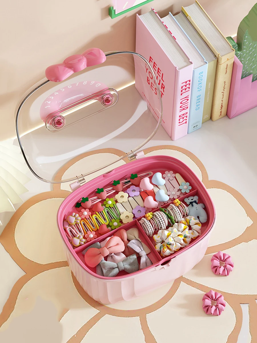 Hair Accessories Storage Box Portable Makeup Organizer For Hair Clips Hair Ties Earrings Bracelets Necklaces