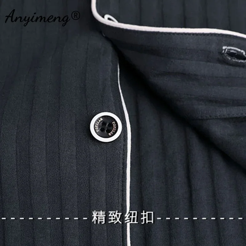 Business Men Nightwear Leisure Cardigan Sleepwear for Gentleman Mens Lounge Wear Autumn Winter Soft Cotton Pajamas Set for Man