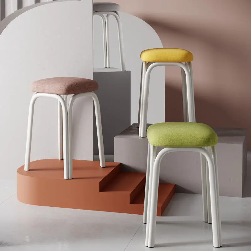 

Fabric Stool Economical Small Chair Simple Modern Dining Stool Thick Plastic Bench Household Strong Load-Bearing Capacity