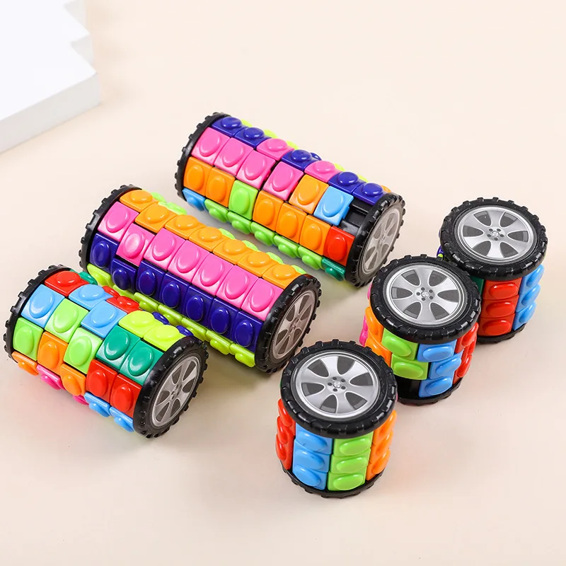 3D Corn Cube Tower 7 Layers Cylinder Stress Relief Decompression Toy Wheel Rotating Develop Intelligence DIY Cylindrical Puzzle
