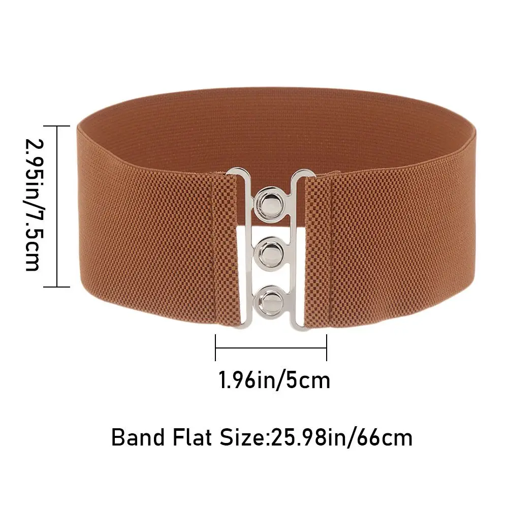 Fashion Women Wide Elastic Belt High Quality Metal Buckle Waistband Stretch Ladies Waist Band Casual Dress Cummerbands