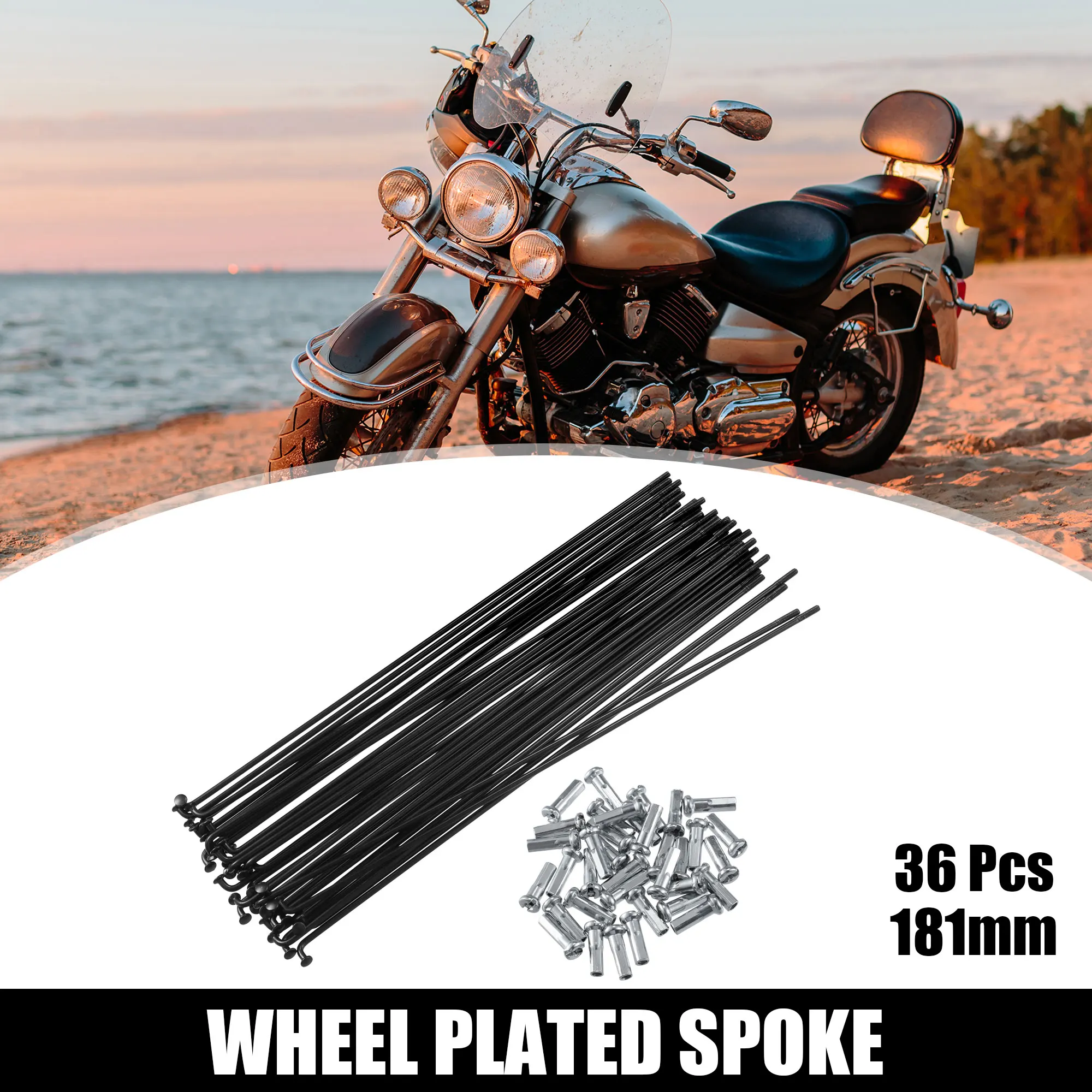 Bicycle Spokes Bike Spokes Nipples 36Pcs Bicycle Steel Spokes 14G 181mm 183mm 185mm 192mm 200mm 220mm Length with Nipples for Most Bicycle