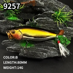 Topwater Popper Fishing Lure - 80mm, 14g Artificial Bait (B)