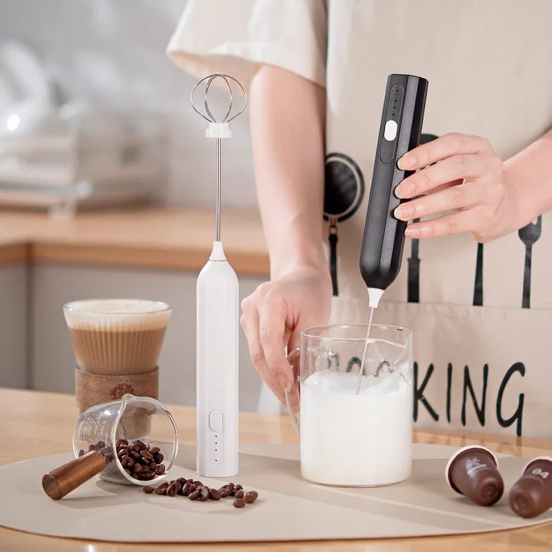 Electric milk frother, milk coffee mixer, portable egg beater, cake cream mixer, dual stick 3-speed rechargeable kitchen mixer 1