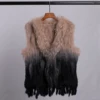 Luxury Women's Genuine Premium Long Hair Rabbit Fur Knit Vest Raccoon Fur Trim Gilet Lady Sleeveless Waistcoat Real Fur Jacket 3
