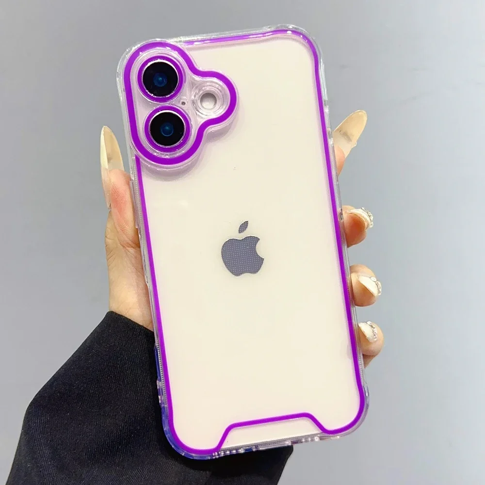 Luminous Neon Fluorescent Clear Phone Case with Camera Protection & Soft Shockproof Cover