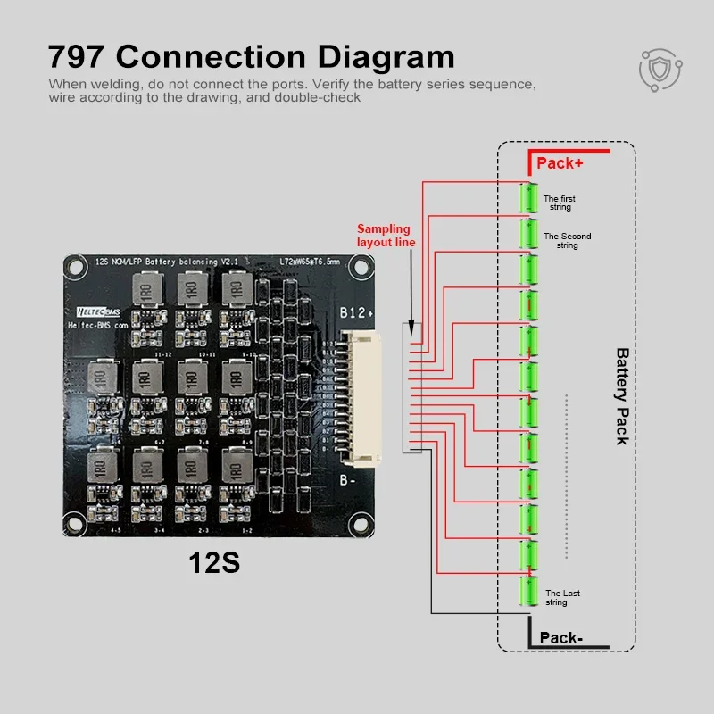 Heltec 2S-17S 1,2 A Akku Active Balancer/Equalizer Balance Board für Lifepo4 Akku/NCM/Lithium-Elektrowerkzeuge Robust gebaut – Detail 12
