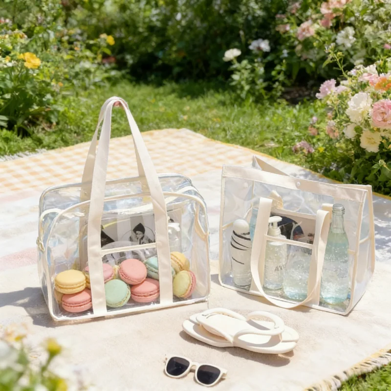 Clear PVC Waterproof Tote Bag - Large Versatile Organizer and Travel Beach Essential
