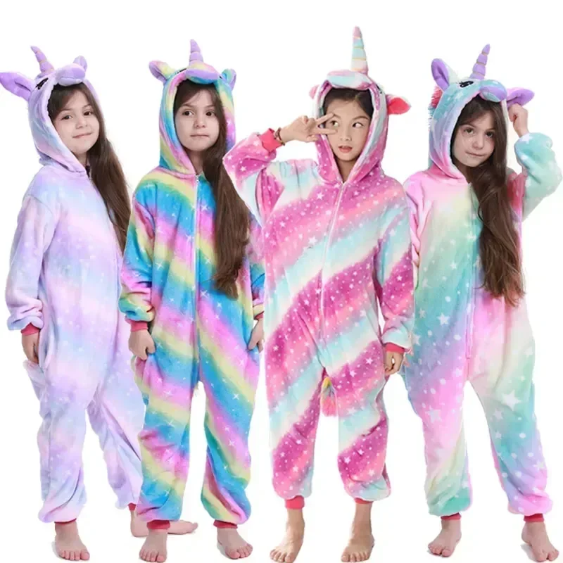 Adults Animal Onesies Unicorn Kigurumi Pajamas Sleepwear Women Men Winter Unisex Deer Costumes Kids Cartoon Flannel Pajamas