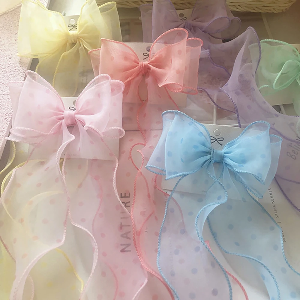 Chainho,Gauze Ribbon,Solid Color,Polka Dots,DIY Handmade Bow Tie Materials,Gift Flower Packaging,Width:50mm,Length:2Yards,SD16