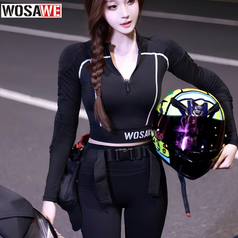 WOSAWE 여성용 오토바이 재킷 및 바지 세트 탈부착 가능한 패드 포함 부드러운 보호 장비 CE 인증 안전 모토 레이싱 의류 