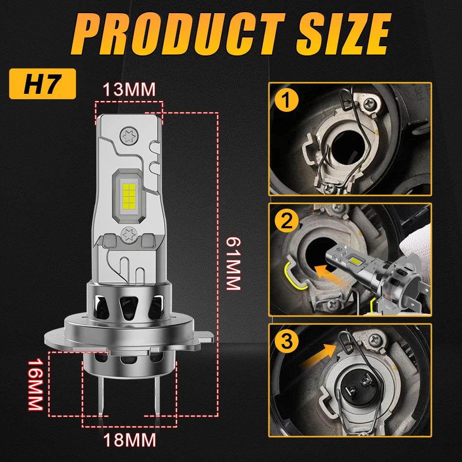 Dualvision H7 H4 LED Headlight 6500K White High Low Beam Car Light 16PCS 8035 CSP Turbo Fan 1:1 Mini Auto Led Lamp 12V 24V Truck