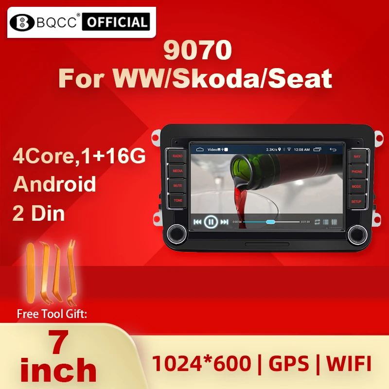 7" Android 10.1 Autoradio Bluetooth GPS NAVI 2 DIN MP5 MP3 2+16GB WiFi USB FM DE 