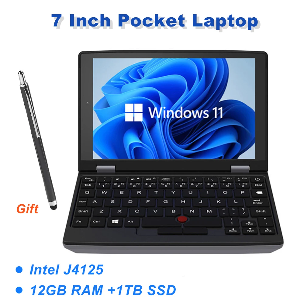 2023 Mini Laptop Portatili Piccoli Notebook In Metallo Windows 11 7 Pollici Touch Screen Office J4105 12Gb + 1Tb Ips Netbook Micro Computer