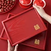 Chinese Red Square Wooden Tray, Wedding Tea Tray, Kitchen Storage for Desserts and Snacks, Solid Wood Tray for Tableware Storage 5