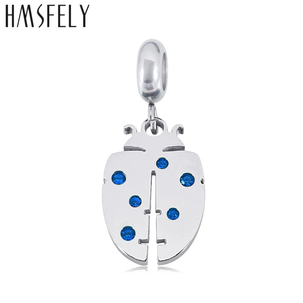 

HMSFELY 316l Titanium Stainless Steel Ladybird Pendant For DIY Charm Bracelet Necklace Jewelry Making Accessories Insect Dangles