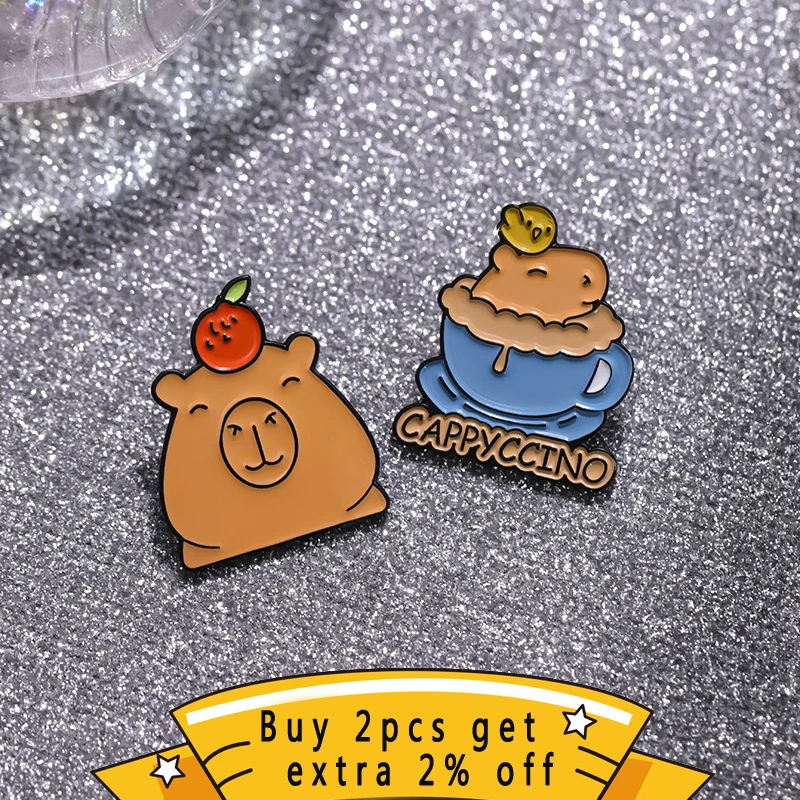 4Pcs Don't Worry Be Capy Enamel Pins - Cute Capybara Animal Badges For Backpacks, Jackets & Accessories