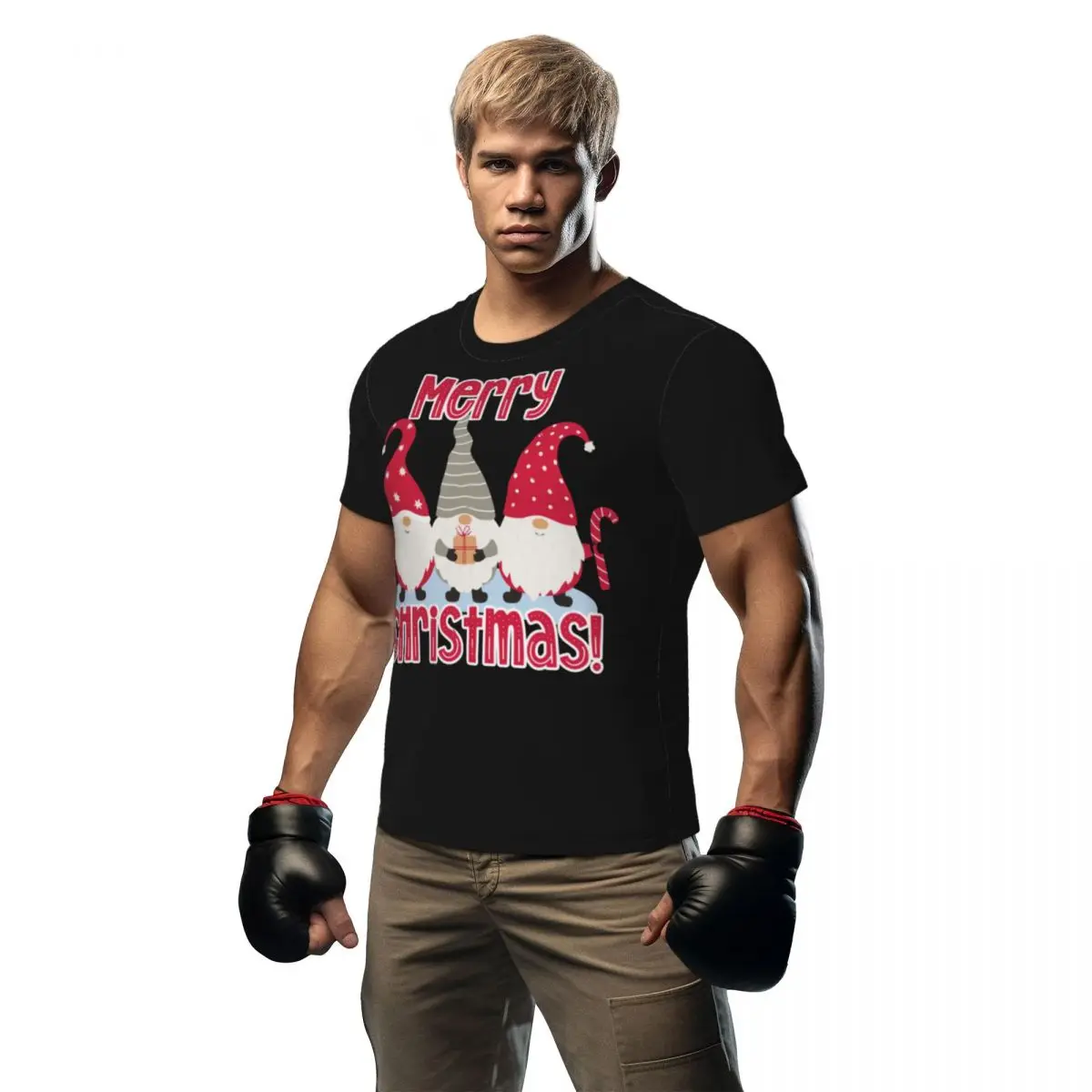 

Футболка с тремя смешными рождественскими гномами для тренажерного зала, Летние Рождественские Потрясающие футболки, модная крутая футболка для мужчин, футболки с узором