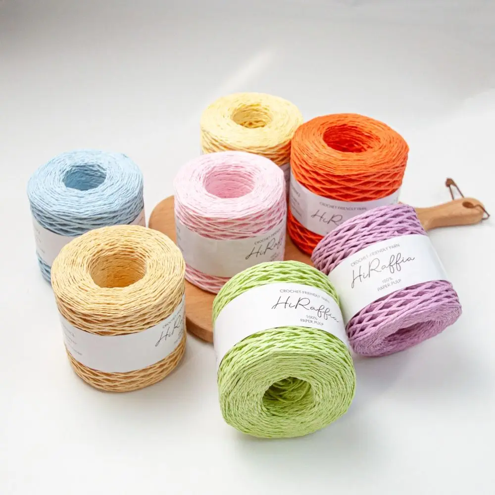 Natural Raffia Straw Yarn Hand-Knitted Crocheting Rafia Straw Paper Yarn DIY Handmade Summer Sunhat Beach Bag