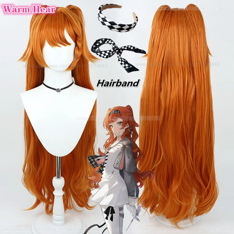 

High Quality Sonetto Cosplay Wig Game 80cm Long Orange Gold Wigs Cosplay Anime Wig Heat Resistant Synthetic Wigs