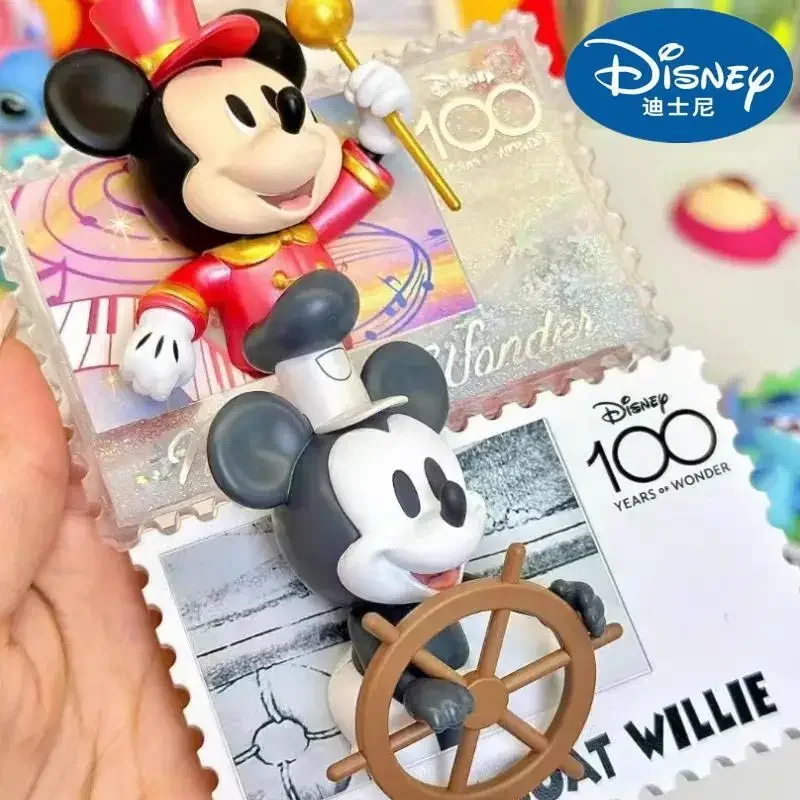 Disney 100Th Anniversary Return To Stamp Series Blind Box Mickey Stitch Stamp Style Anime Figures Cute Statue Figures Regalo Di Natale