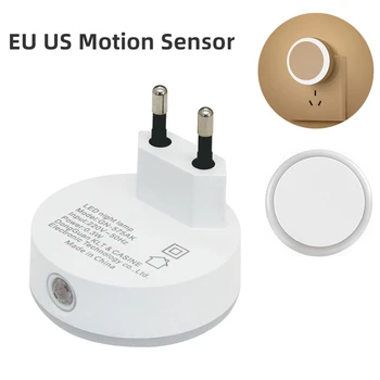 EU US 플러그가 있는 야간 조명, 스마트 조명 제어, 라운드 에너지 절약 LED 야간 램프, 침대 옆 벽 조명, 가정 복도 통로