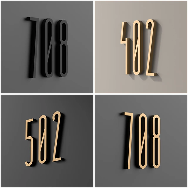 On The Door Extra Apartment Floating Exterior House Metal Building 3D Digits Number Art Nordic Home Decor Wall Sticker Acrylic