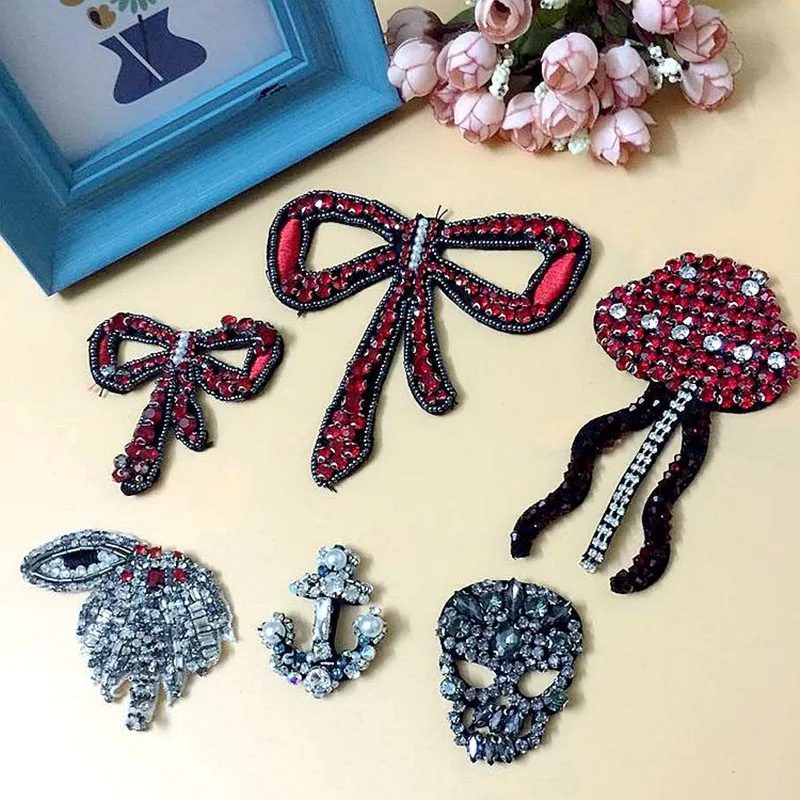 Handmade skull cloth stickers DIY clothes decoration accessories patch applique clothes hole patch stickers 1PCS embroidery cloth patches
