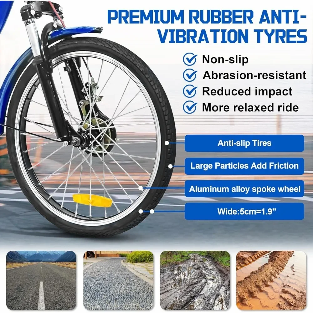 20 Inch 3-Wheel Trike for Adults with Seat and Front and Rear Baskets 5