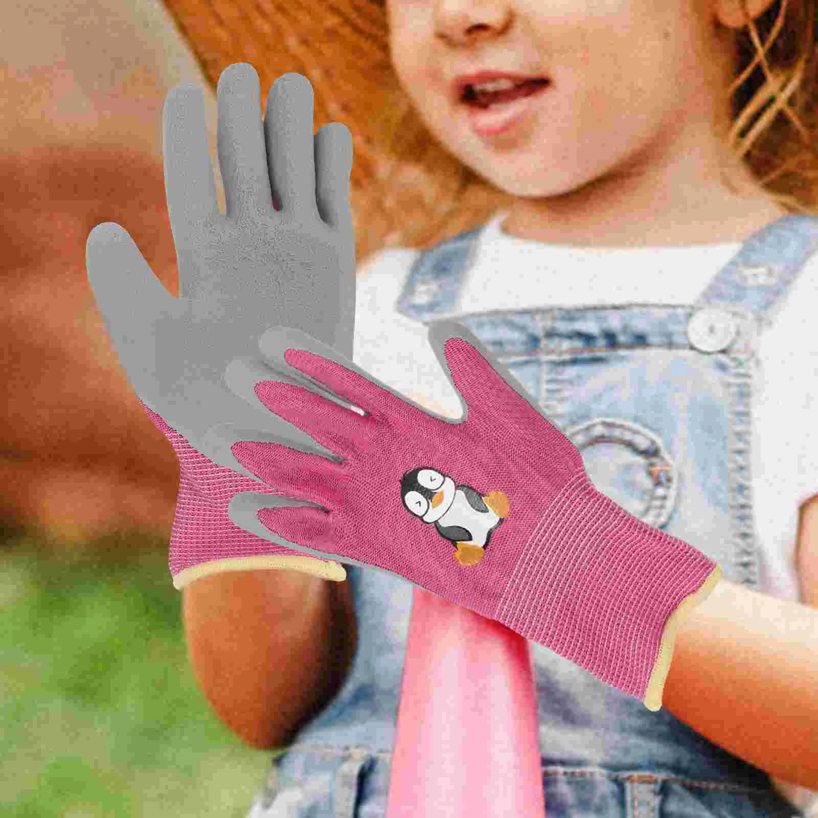 4 Pairs Children's Gloves Work Reusable Gardener Gifts Outdoor Sports Clean for The Protective Emulsion Durable Working