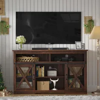 Farmhouse TV Stand for 65 inch TV Farmhouse Entertainment Center with Sliding Barn Doors Console Storage Cabinet for Living Room 1