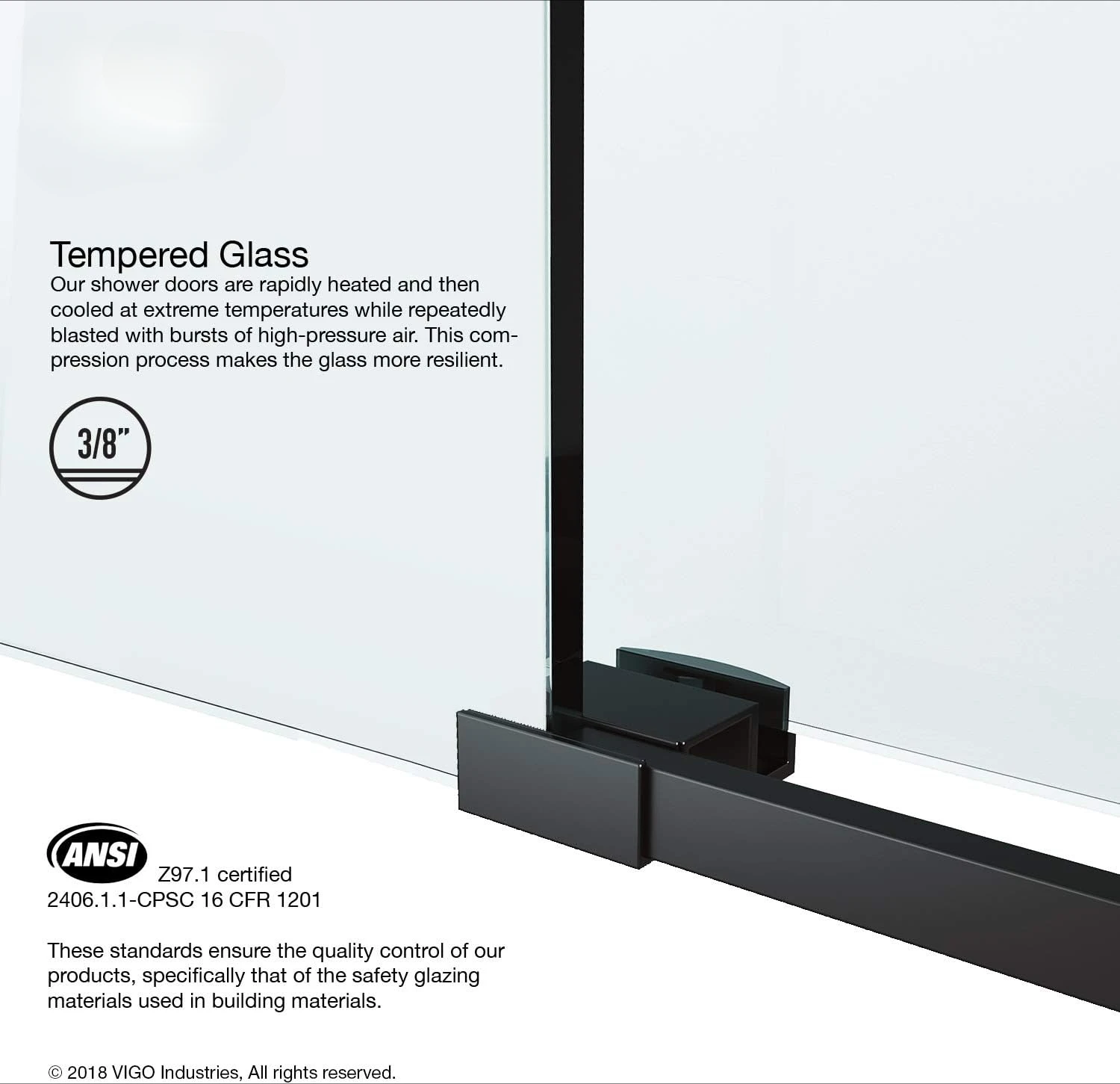 Adjustable 44-48 in. W x 74 in. H Elan Frameless Sliding Shower Door with Clear Tempered Glass, Reversible Handle 5