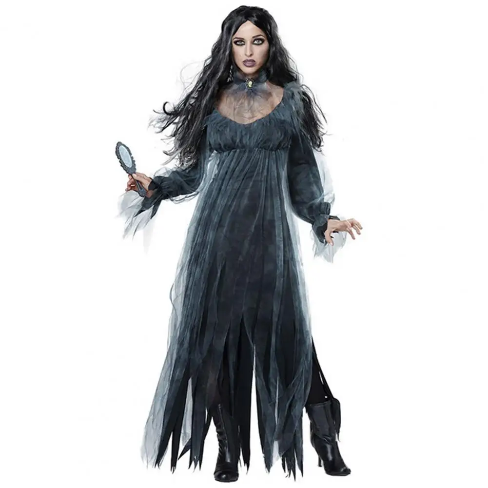 

Cosplay Suit Dress Women Halloween Party Creepy Role Play Solid Color Dark Halloween Dress Costumes