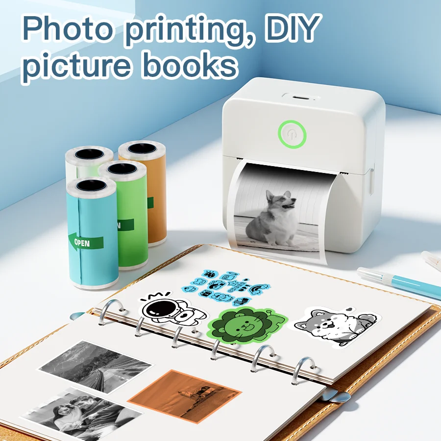 X6 Mini Printer Sticker Paper Error Printing Machine HD Photo Printer Label Maker for Journal Notes Memo Kids Toys Birthday Gift
