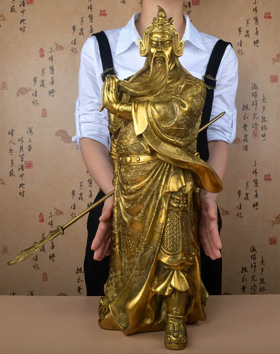 

60 см большая # домашняя офисная компания эффективное привлечение денег Процветающая # боевой Бог богатства Гуань Гонг гуанди латунная статуя