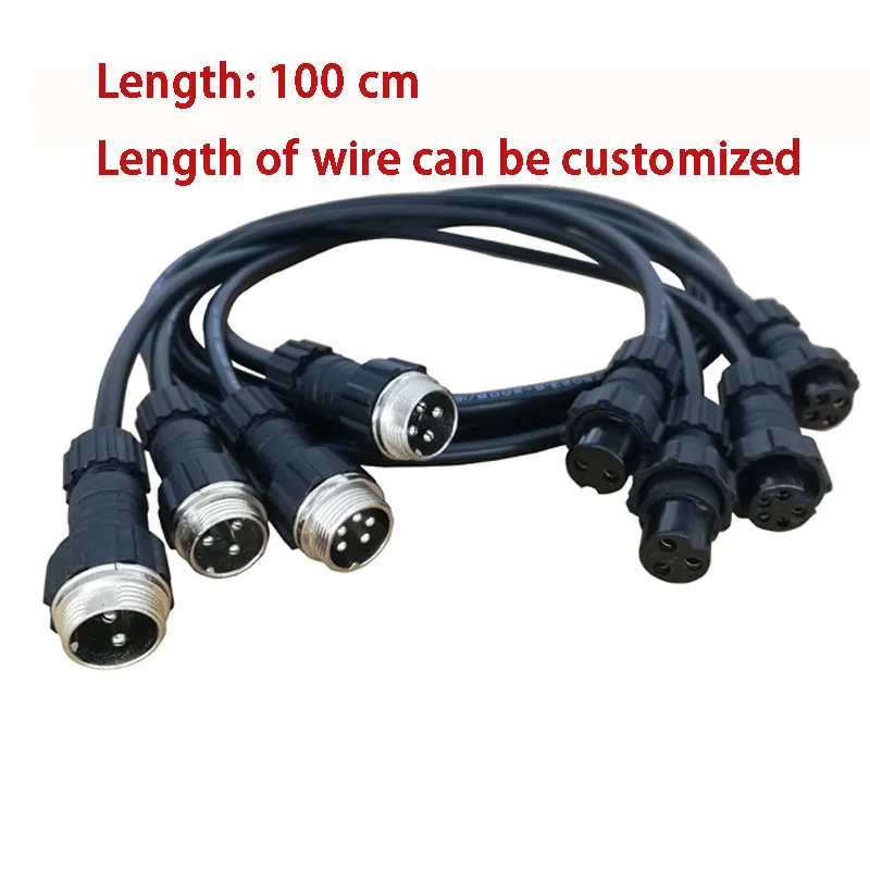 

Black Gx16 Male And Female Head With Wire Plug Industrial Socket Welding Wire Cable 2/3/4/5/6 Core Connector