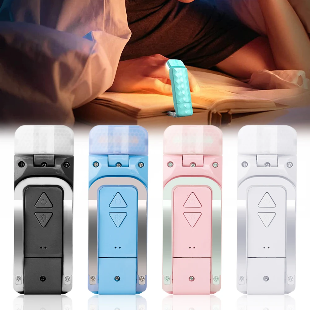 

New Mini Reading Light USB Rechargeable 3 Colors 3 Level Dimming Clip-On Book Light For Reading In Bed Portable Bookmark Lamp