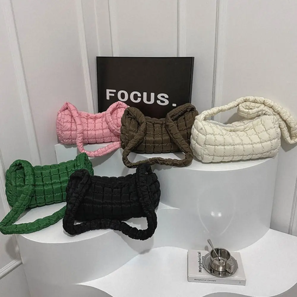 

Solid Color Quilted Shoulder Bags Fashion Large Capacity Down Cotton Padded Crossbody Bag Underarm Bags Winter
