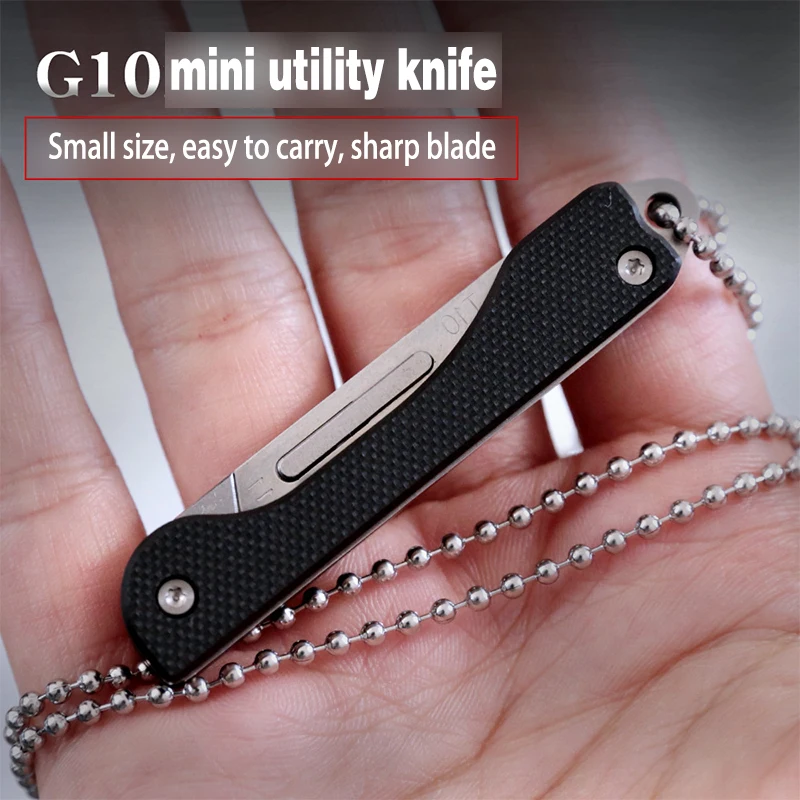 Mini G10 Material Folding Knife Portable Detachable EDC Knife Hanging Keychain Pocket Surgical Scalpel 10 Blades Free folding knife,camping knife,folding utility knife,surgical scalpel