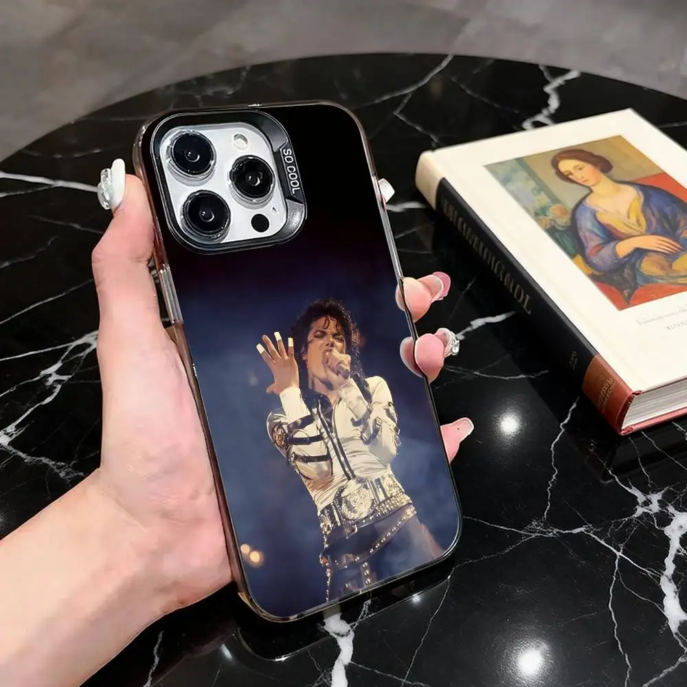 Silver Plated Michael Jackson Themed Phone Case with Colorful Design