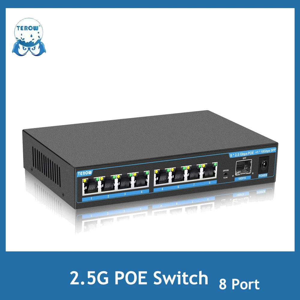 Terow-switch de Rede Gigabit Ethernet Conector para Roteador Wi-fi Aplicativo sem Fio 10g Sfp Rj45 Interruptor Poe 2.5g Portas