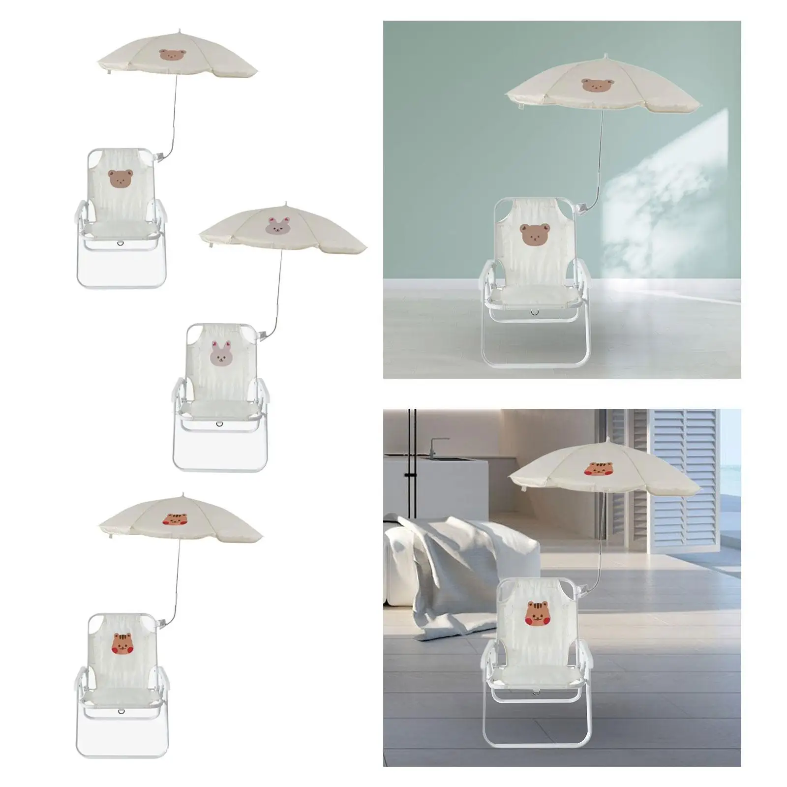 Chaise camping enfant avec capote ombrage - Siège pliant portable pour pique-nique et pêche