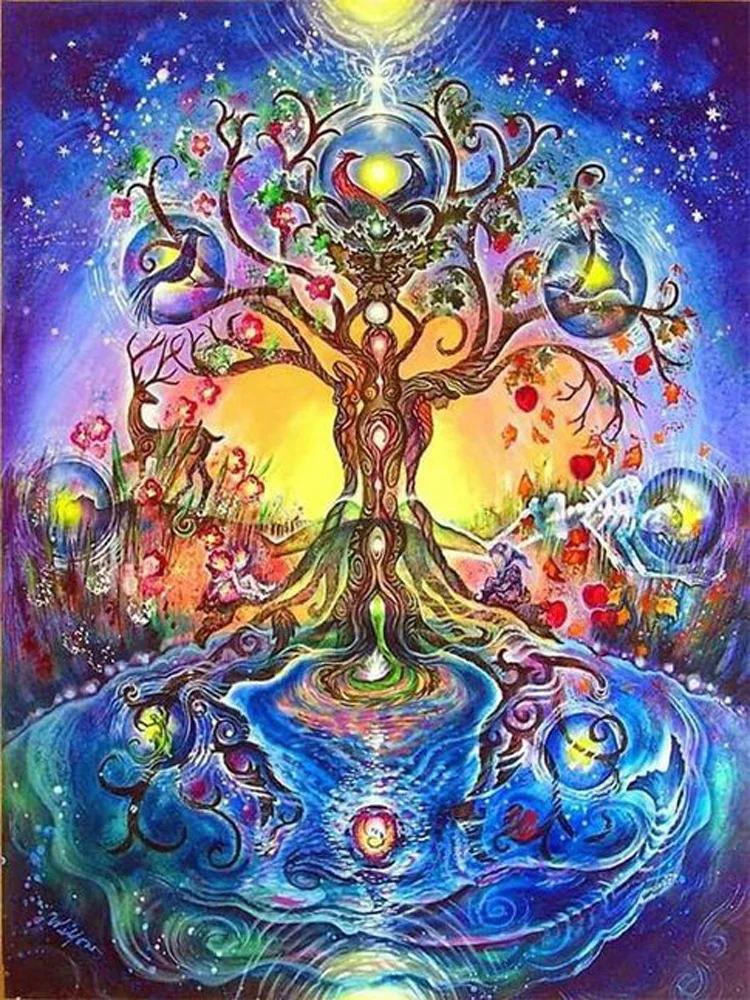 Tree of Life Diamond Art 5D Diamond Painting New Collection Fantasy  Landscape Rhinestones Picture DIY Cross Stitch Home Decor